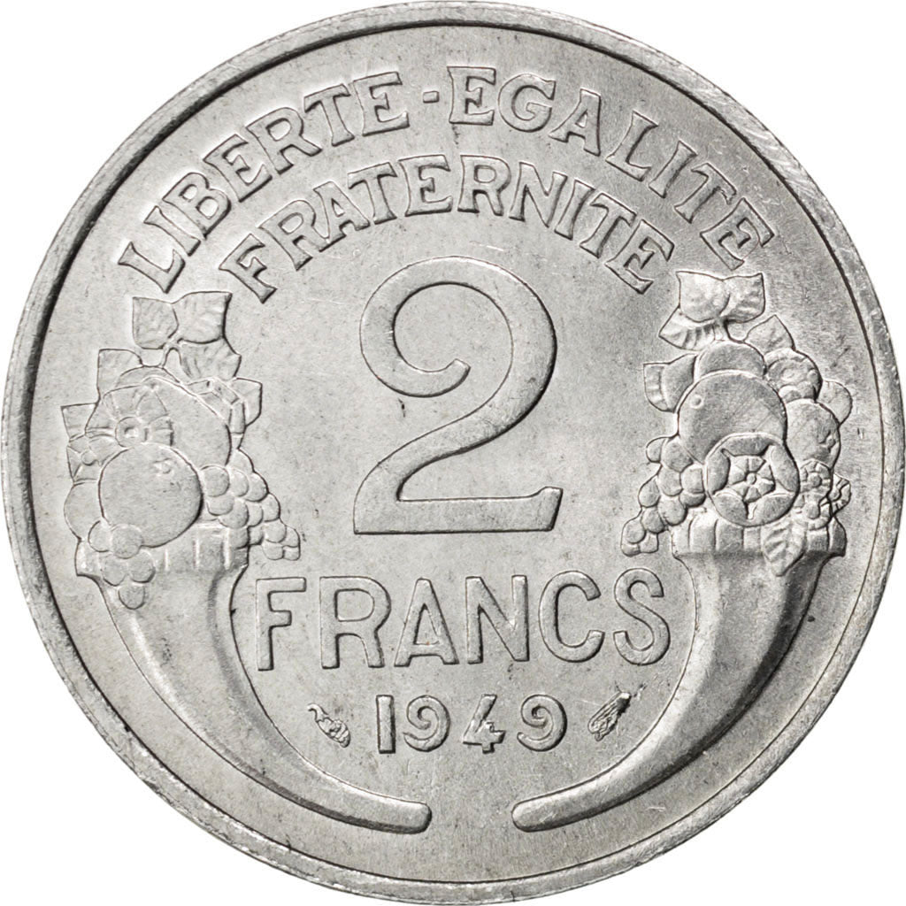 Francia, Morlon, 2 Francs, 1949, SPL, Alluminio, KM:886a.1, Gadoury:538b