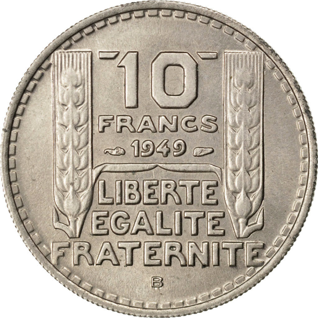 FRANCE, Turin, 10 Francs, 1949, Beaumont - Le Roger, KM #909.2, MS(60-62),...