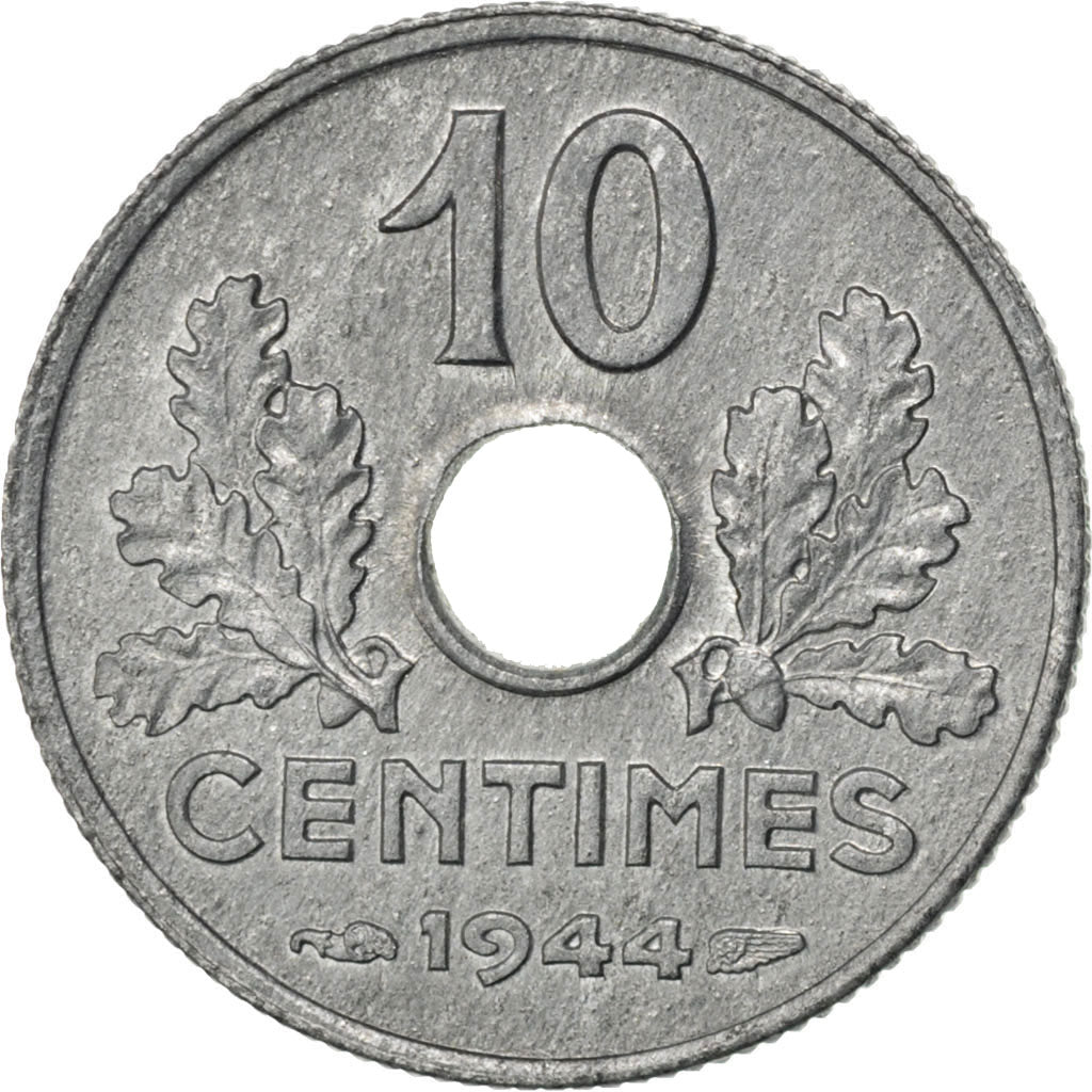 FRANCE, État français, 10 Centimes, 1944, KM #903, AU(55-58), Zinc, 17, Gadoury 