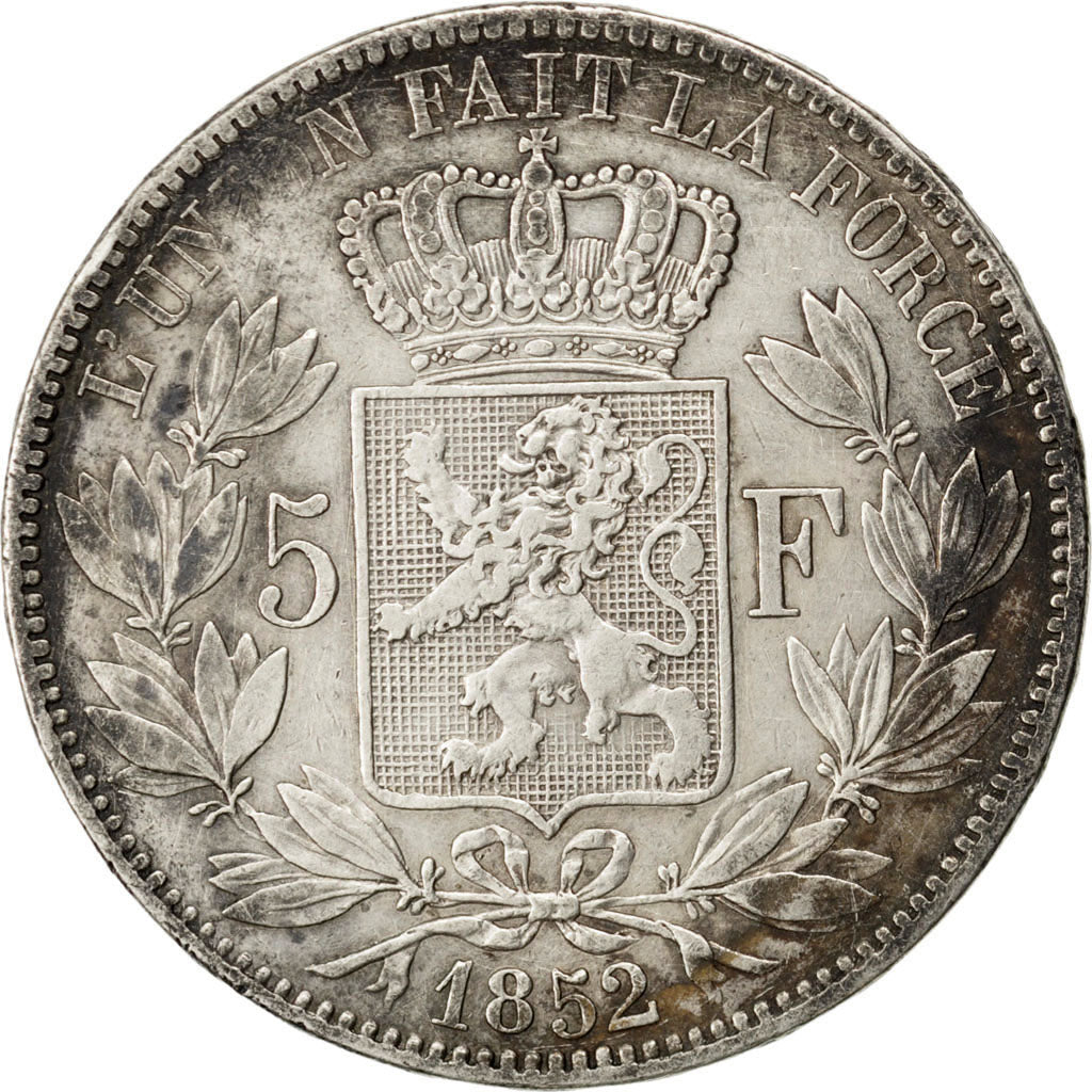 Belgique, Léopold I, 5 Francs, 1852, KM 17