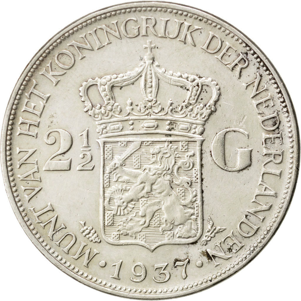 Pays-Bas, Wilhelmina, 2 1/2 Gulden, 1937, KM 165