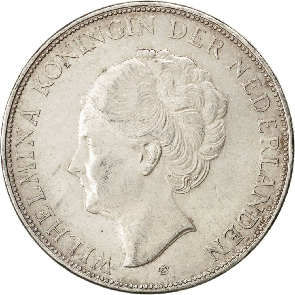 Münze, Niederlande, Wilhelmina I, 2-1/2 Gulden, 1937, VZ, Silber, KM:165