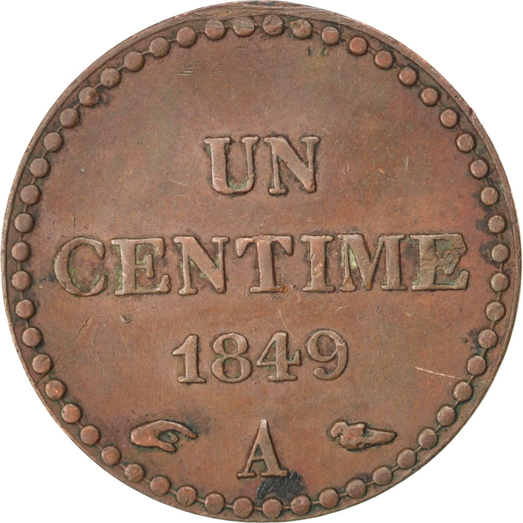 FRANCE, Dupré, Centime, 1849, Paris, KM #754, EF(40-45), Bronze, Gadoury #84, 2.