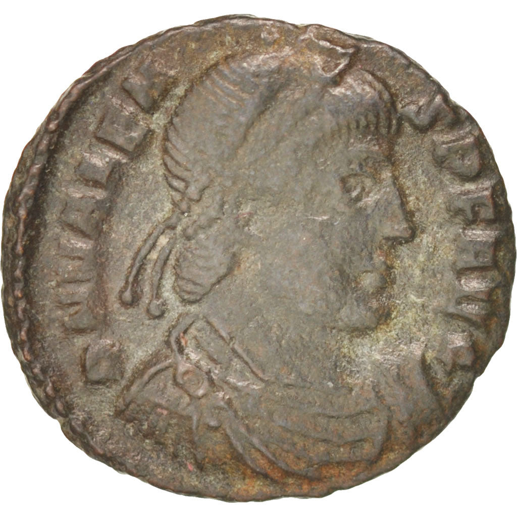 Moneda, Valens, Nummus, Thessalonica, BC+, Cobre