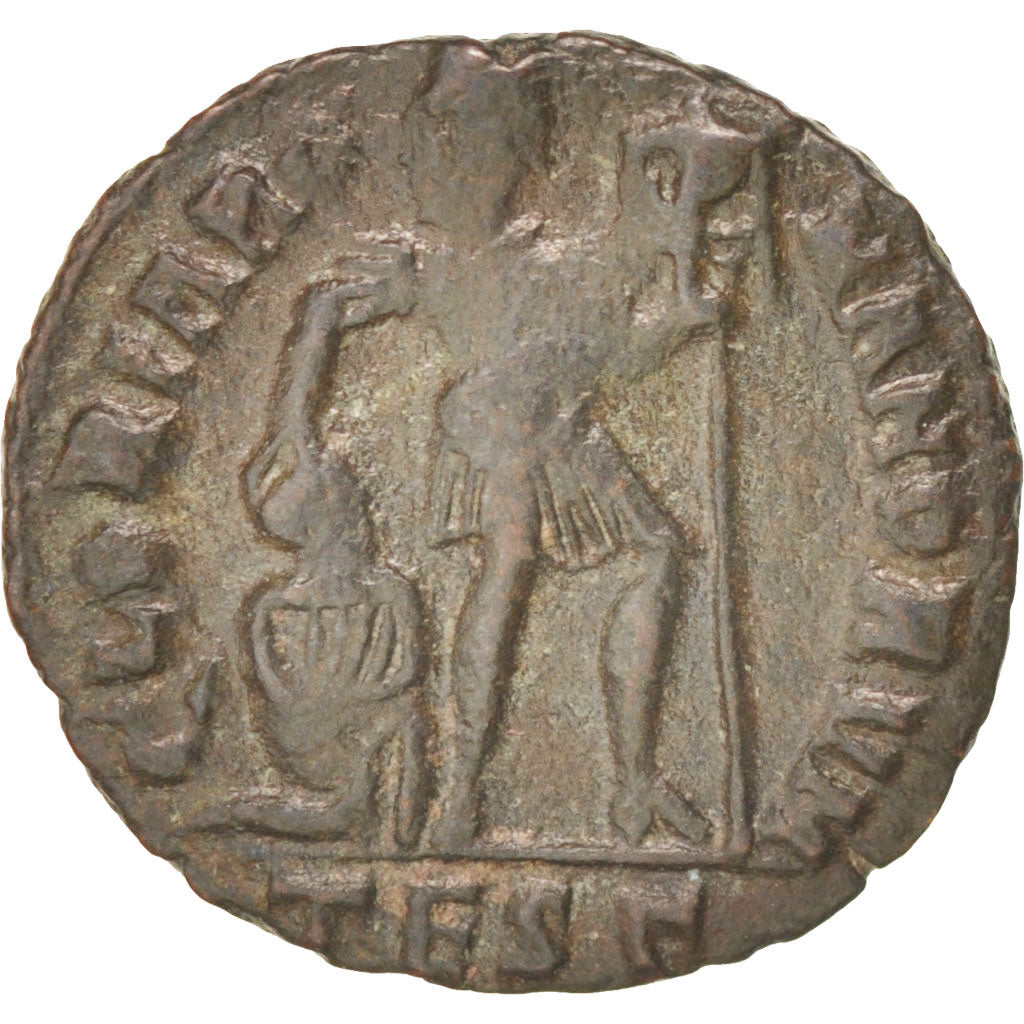 Moneda, Valens, Nummus, Thessalonica, BC+, Cobre
