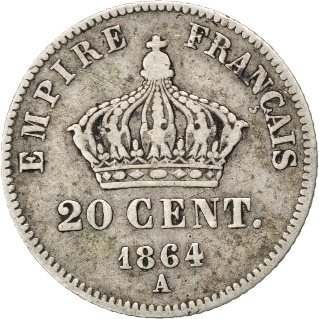 Second Empire, 20 Centimes Napoléon III, 1864 A (Paris), KM 805