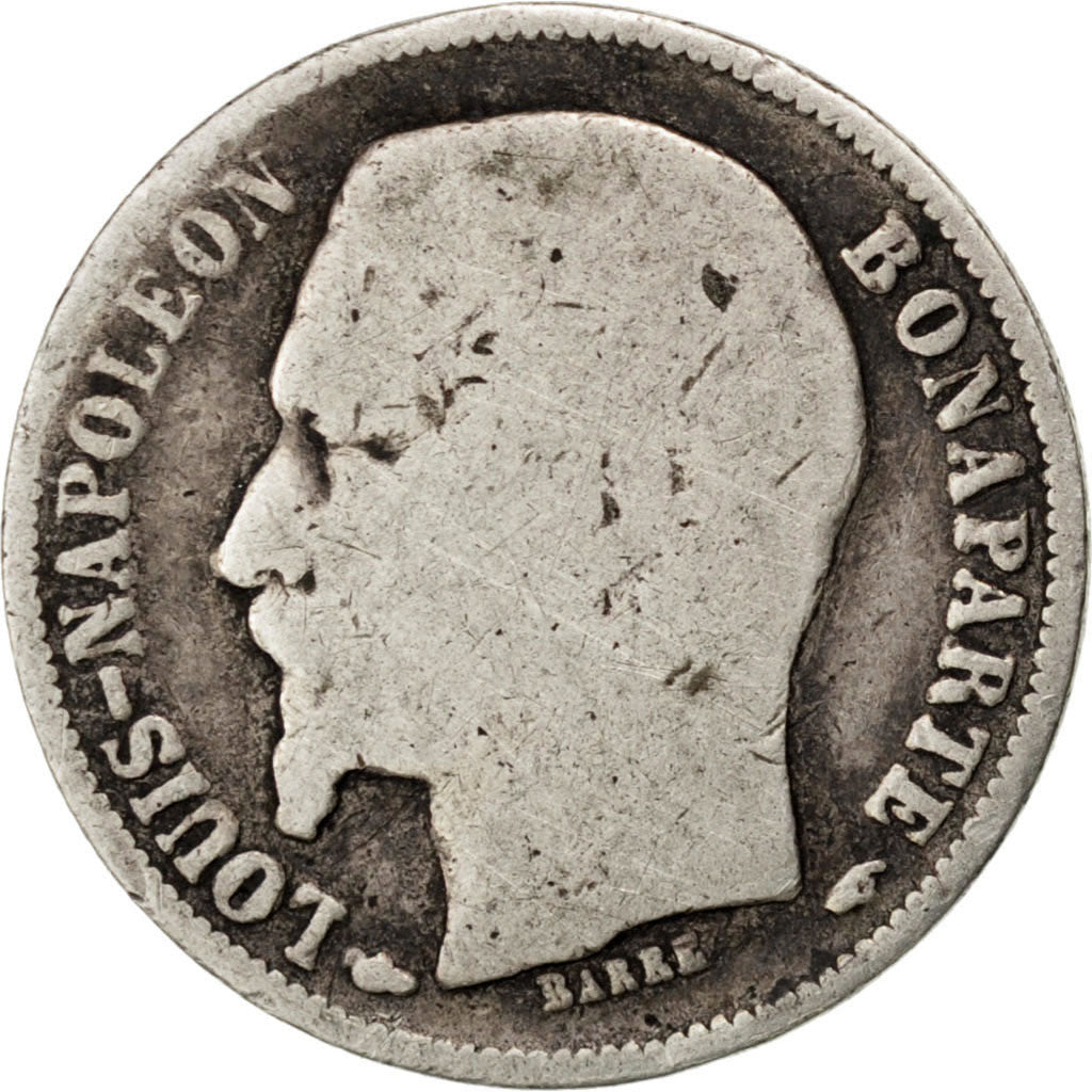 FRANCE, Napoléon III, 50 Centimes, 1852, Paris, KM #793, VG(8-10), Silver, G...