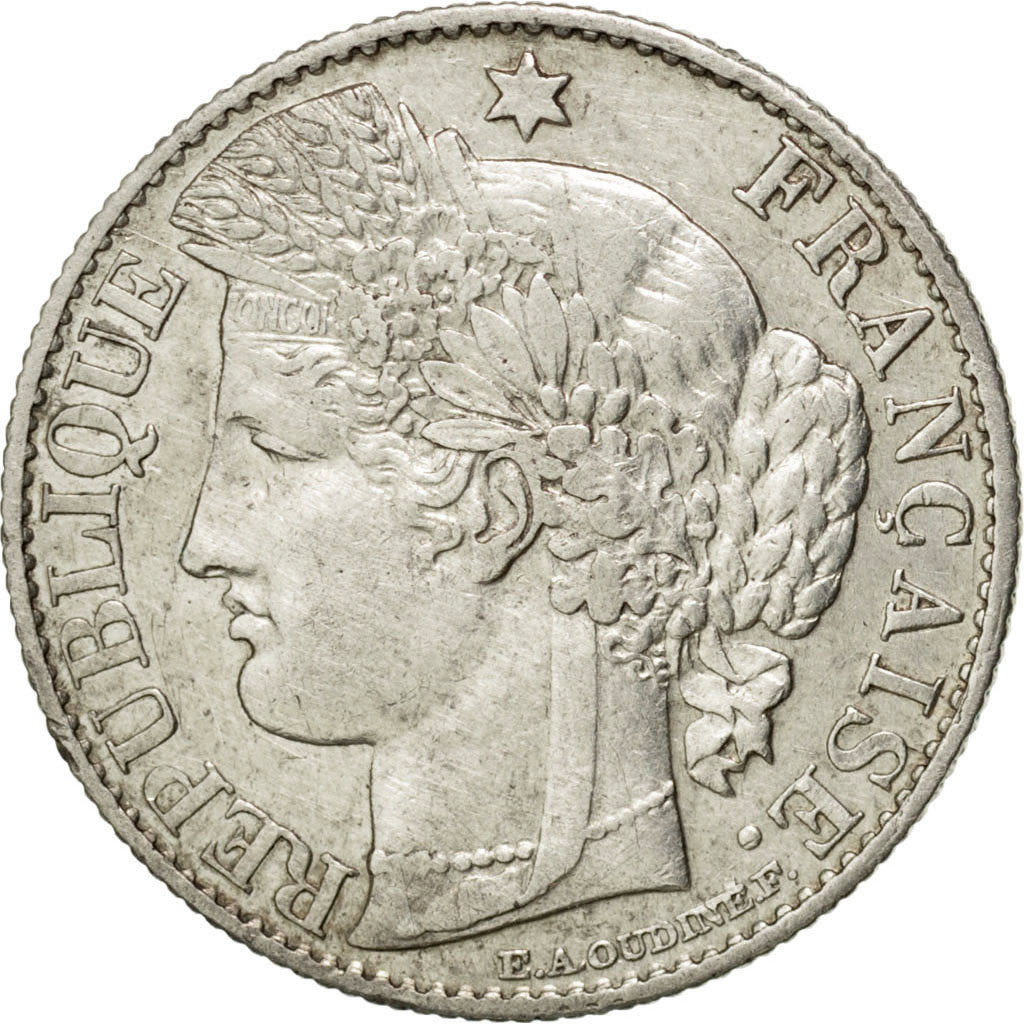 FRANCE, Cérès, 50 Centimes, 1874, Paris, KM #834.1, EF(40-45), Silver, 18, G...