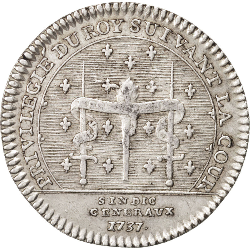 France, Token, Royal, 1737, AU(55-58), Silver, Feuardent:2888 var.
