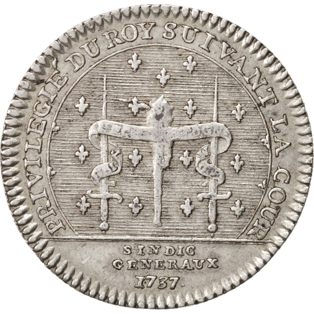 France, Token, Royal, 1737, AU(55-58), Silver, Feuardent:2888 var.