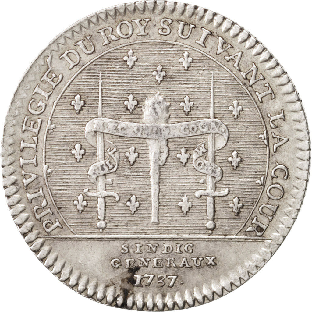France, Token, Royal, 1737, AU(50-53), Silver, Feuardent:2888 var.