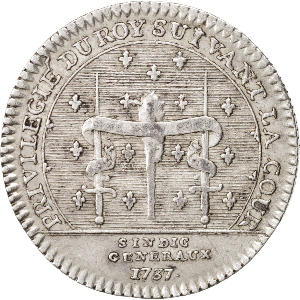 Francia, Token, Royal, 1737, BB+, Argento, Feuardent:2888 var.