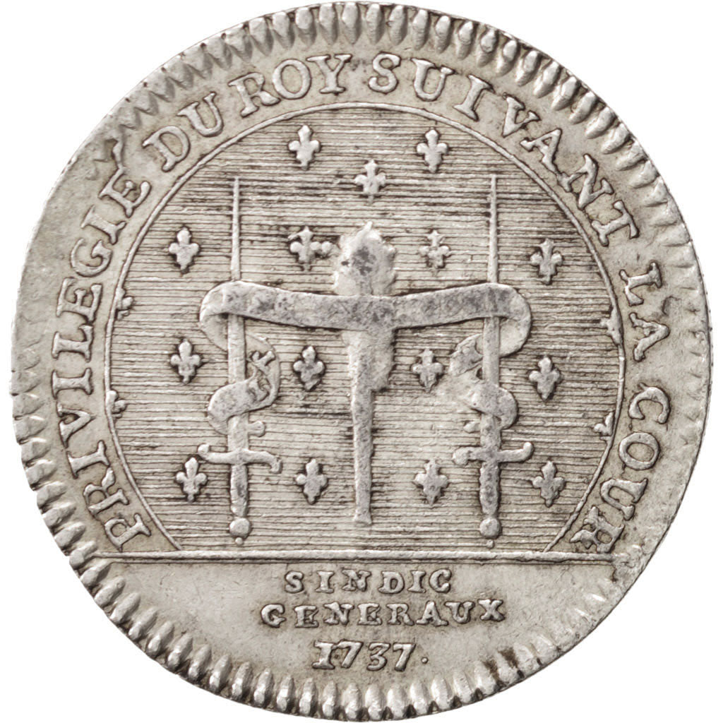Francia, Token, Royal, Louis XV, 1737, MBC+, Plata, Feuardent:2888 var.
