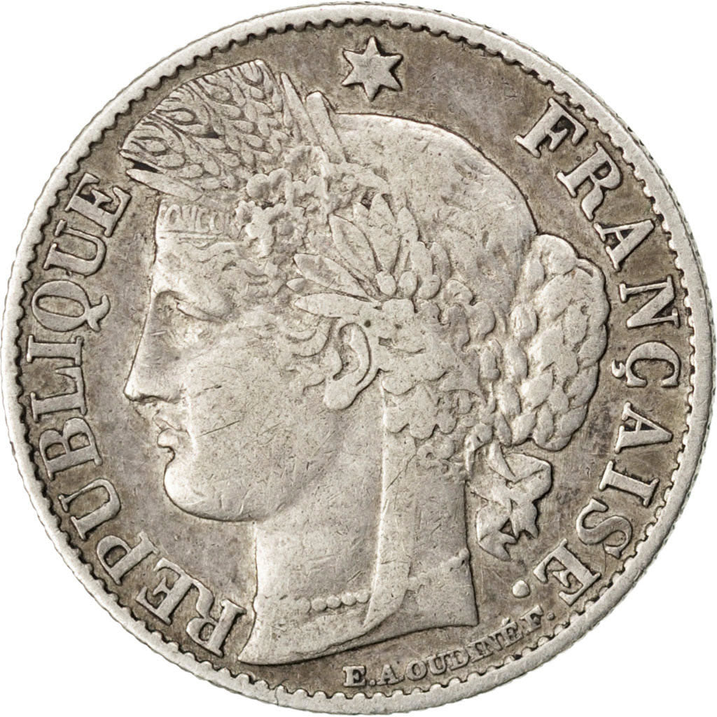 FRANCE, Cérès, 50 Centimes, 1886, Paris, KM #834.1, VF(30-35), Silver, 18, G...