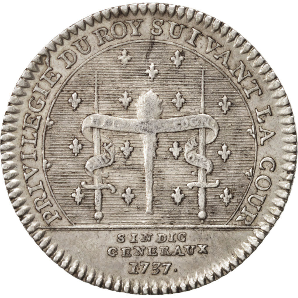 France, Token, Royal, Louis XV, 1737, AU(50-53), Silver, Feuardent:2888