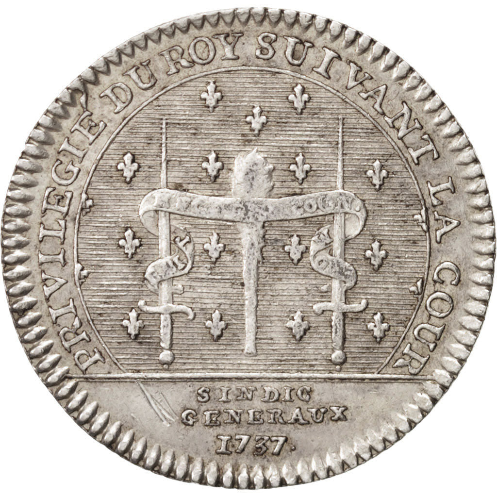 France, Royal, Louis XV, Syndics Généraux, 1737, Du Vivier, 29mm, Token