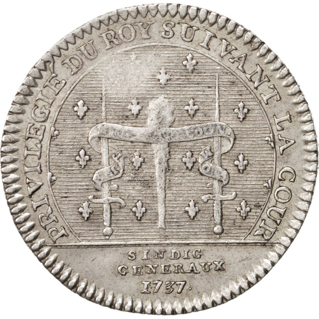 France, Token, Royal, Louis XV, 1737, AU(50-53), Silver, Feuardent:2888