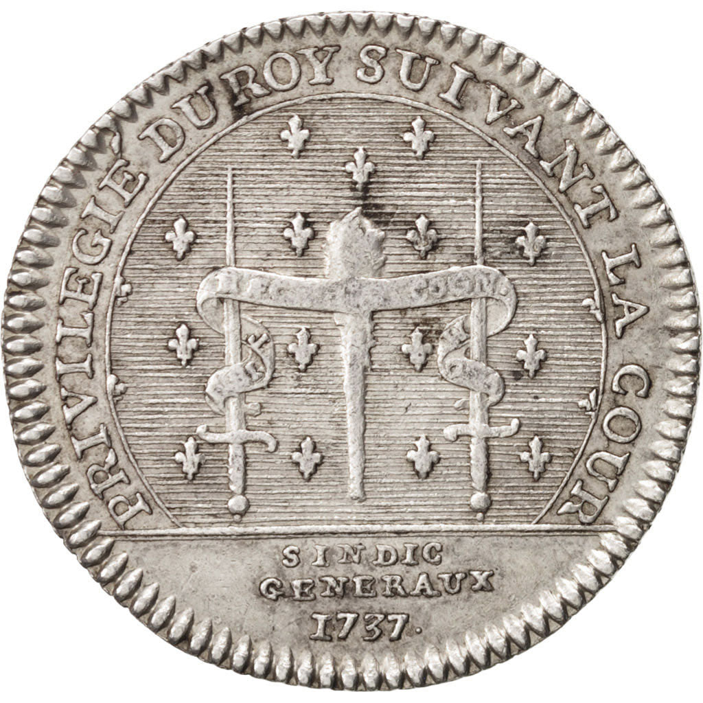 France, Token, Royal, Louis XV, 1737, AU(55-58), Silver, Feuardent:2888