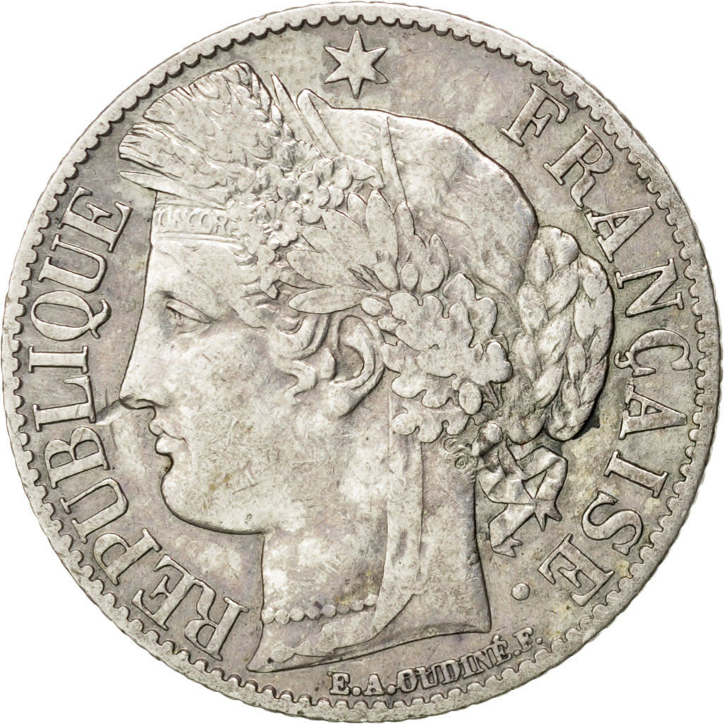 Coin, France, Cérès, Franc, 1871, Paris, VF(30-35), Silver, KM:822.1