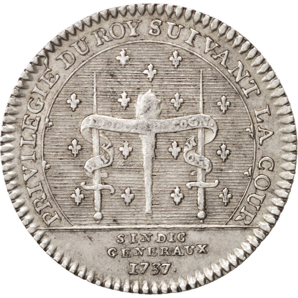 France, Token, Royal, Louis XV, 1737, AU(55-58), Silver, Feuardent:2888