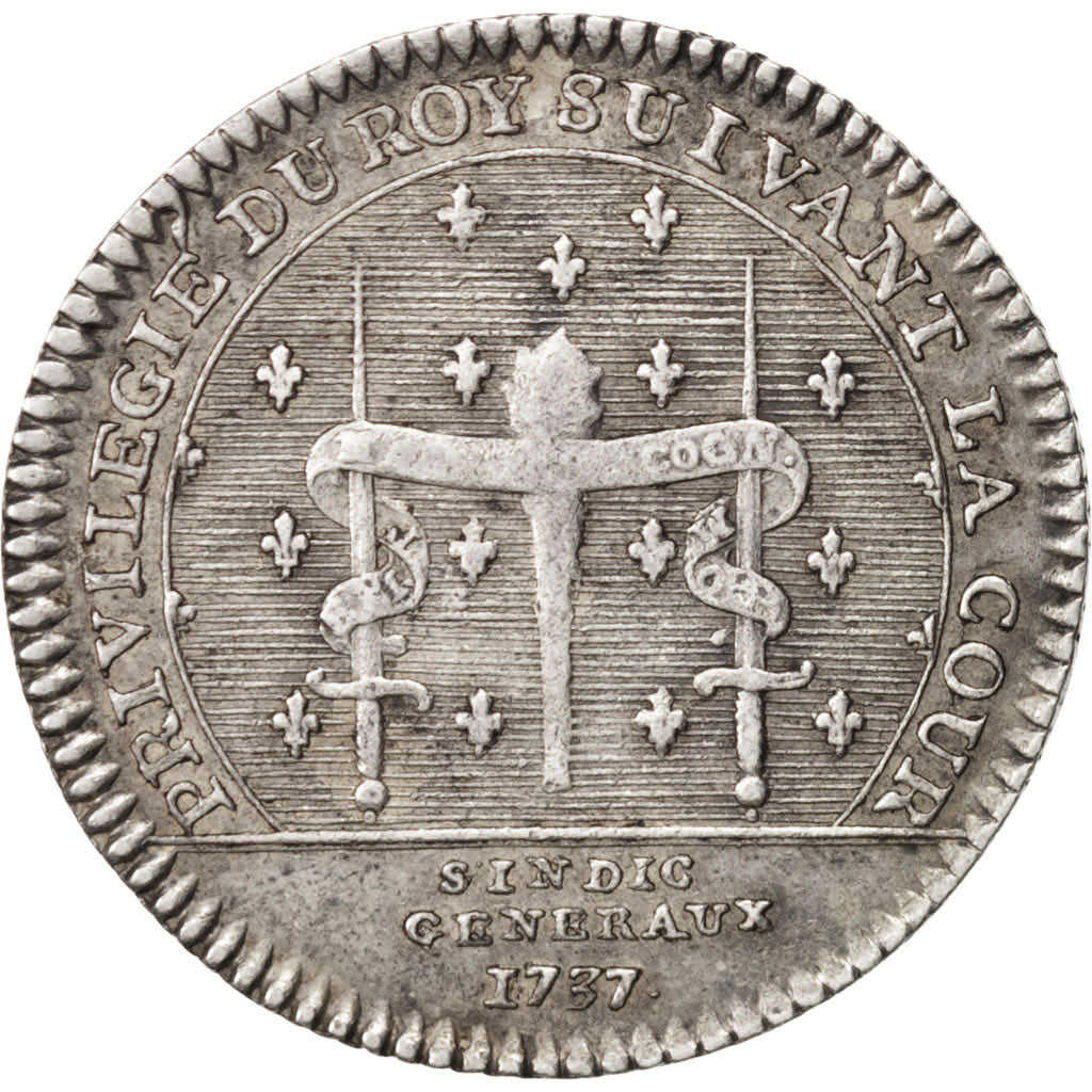 France, Token, Royal, Louis XV, 1737, AU(50-53), Silver, Feuardent:2888