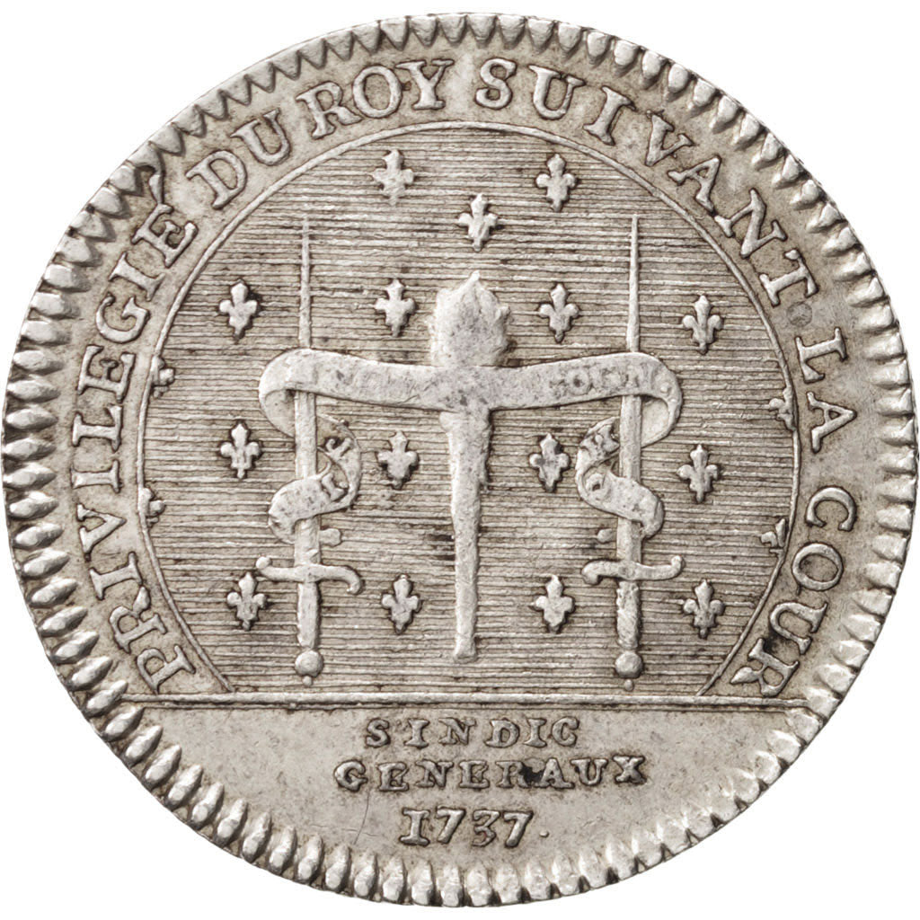 France, Token, Royal, Louis XV, 1737, AU(55-58), Silver, Feuardent:2888