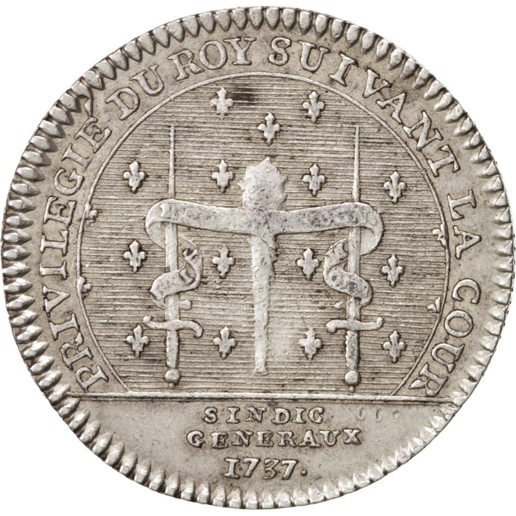 France, Token, Royal, Louis XV, 1737, AU(50-53), Silver, Feuardent:2888