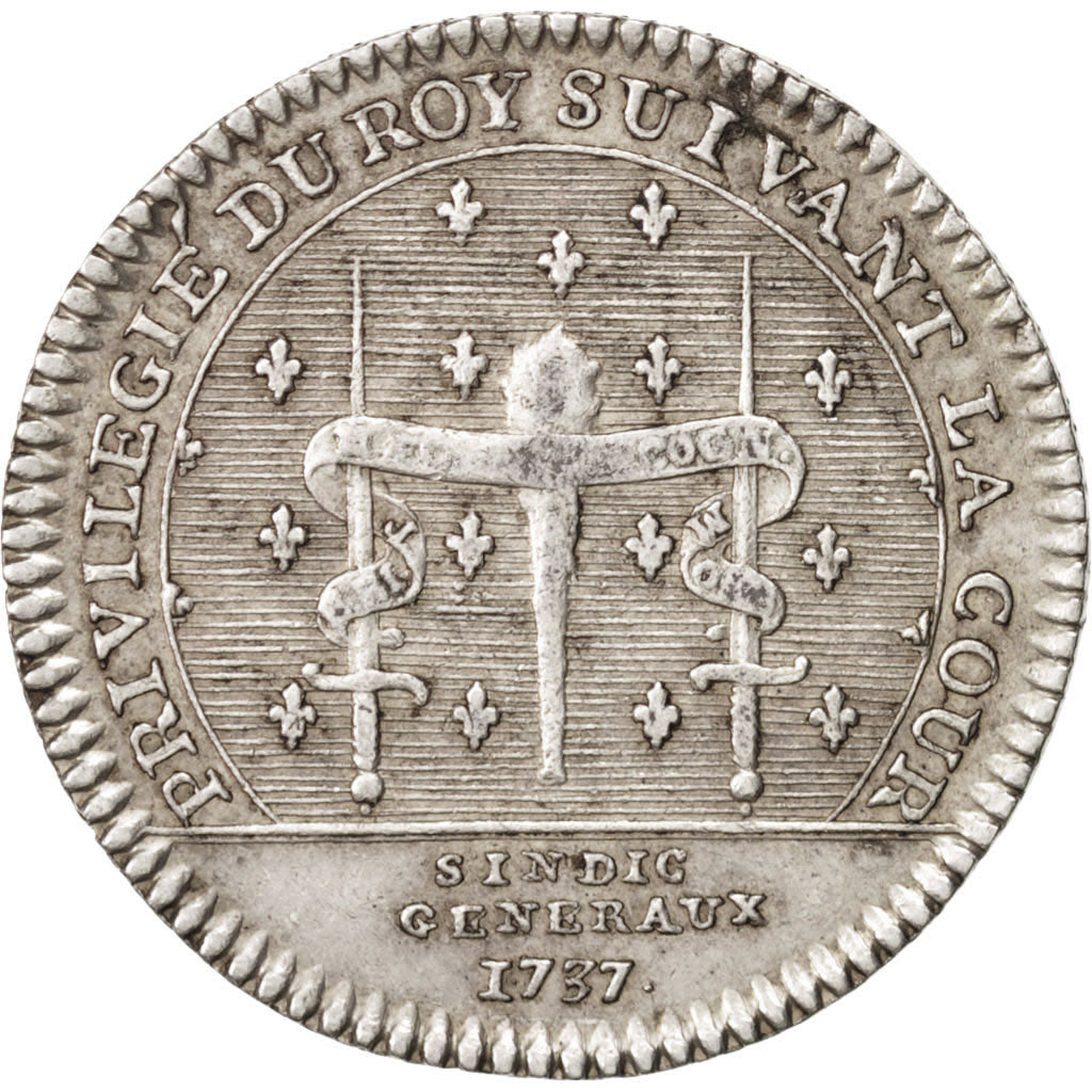 France, Token, Royal, Louis XV, 1737, AU(55-58), Silver, Feuardent:2888