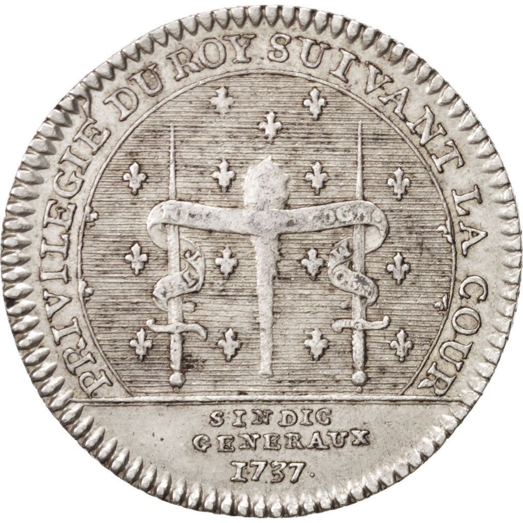 France, Token, Royal, Louis XV, 1737, AU(55-58), Silver, Feuardent:2888