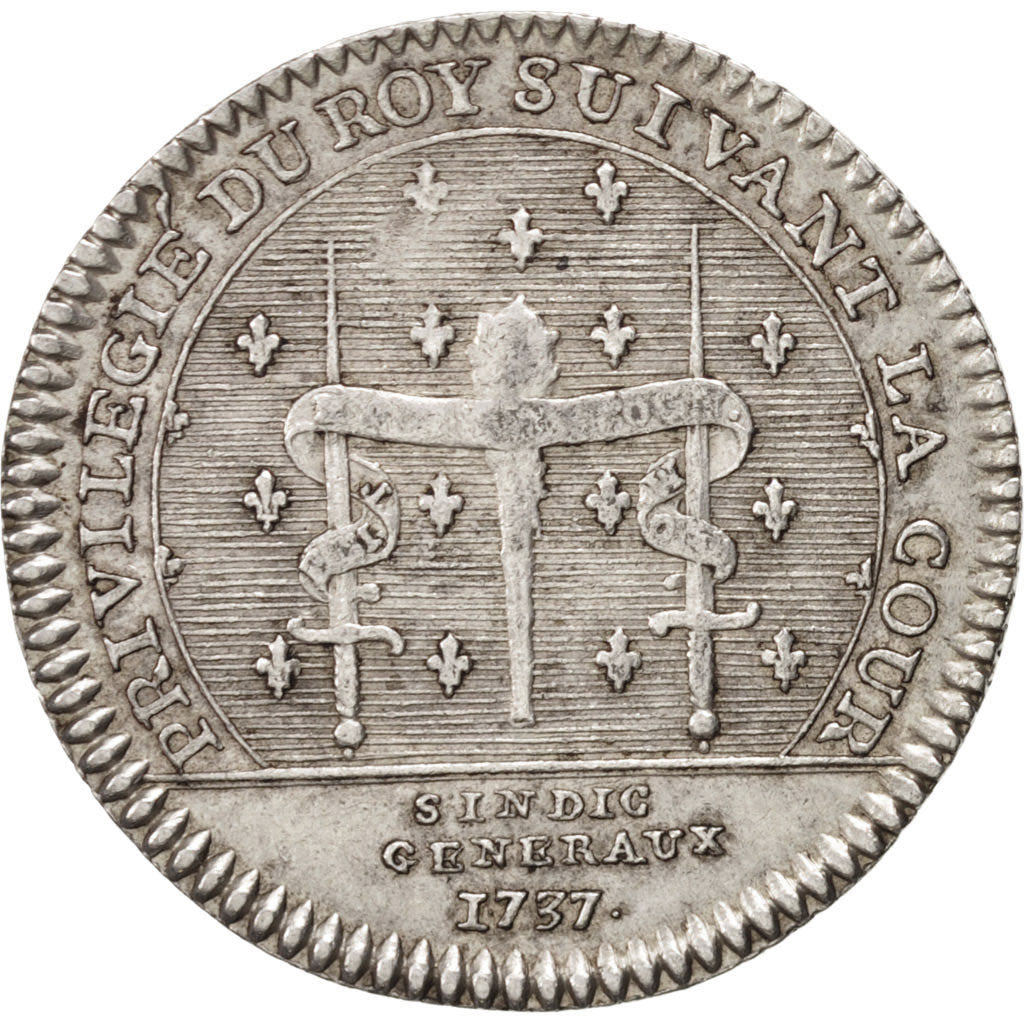 France, Token, Royal, Louis XV, 1737, AU(55-58), Silver, Feuardent:2888