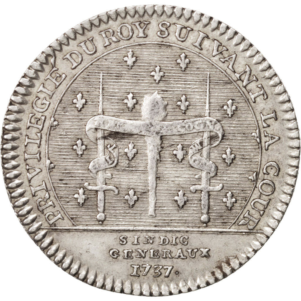 Francja, Token, Królewskie, Ludwik XV, 1737, AU(55-58), Srebro, Feuardent:2888