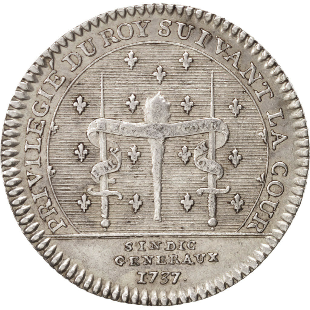 France, Token, Royal, Louis XV, 1737, AU(55-58), Silver, Feuardent:2888