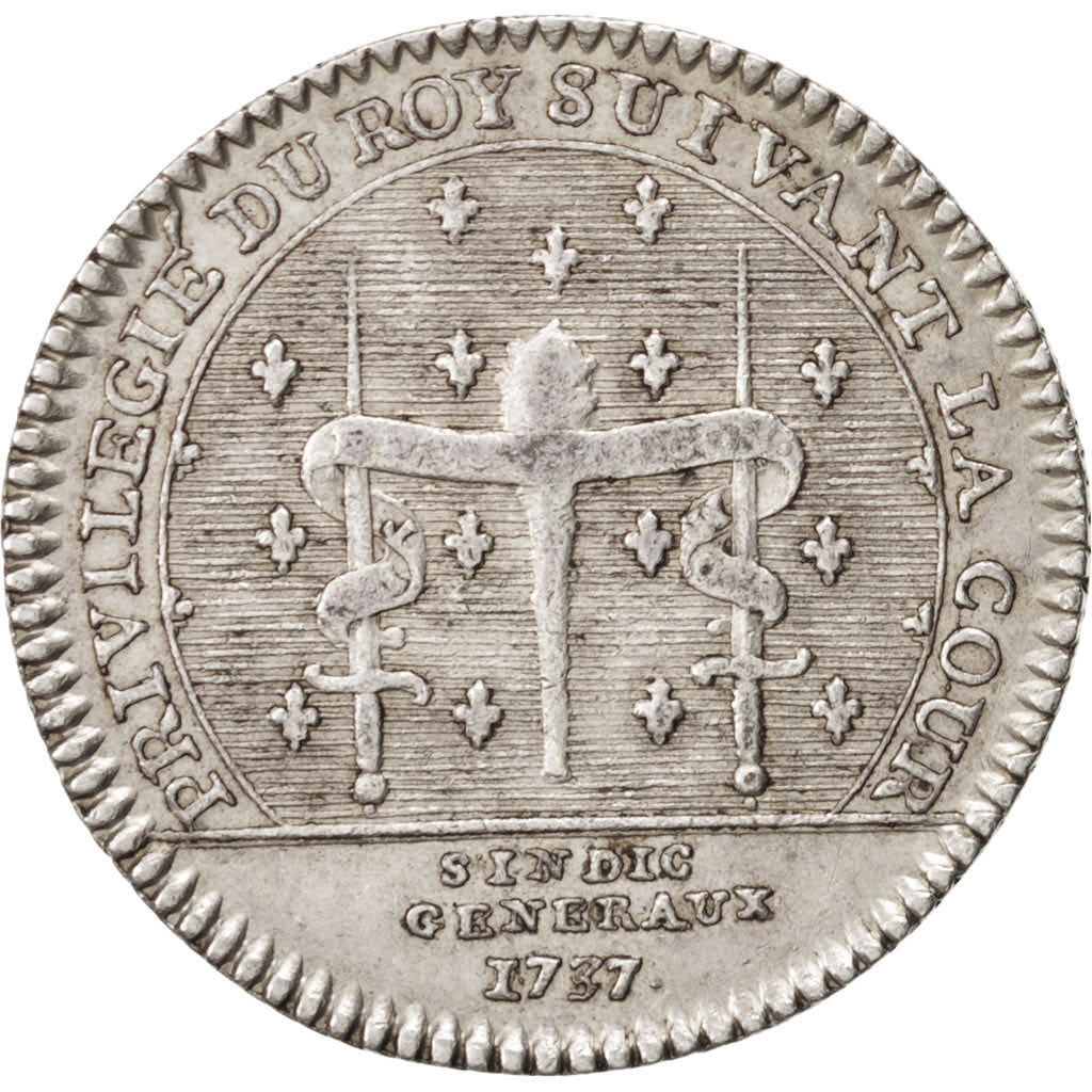France, Token, Royal, Louis XV, 1737, AU(50-53), Silver, Feuardent:2888
