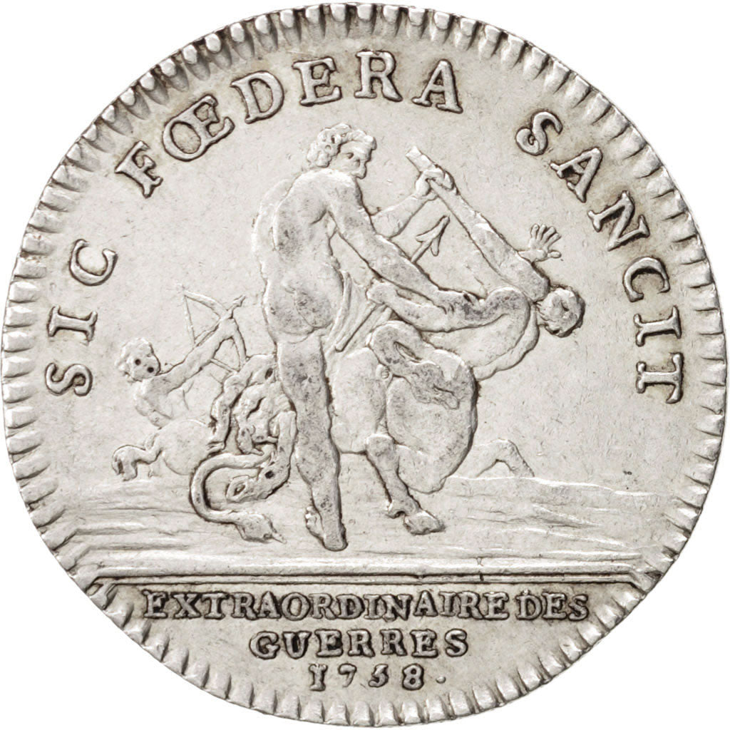 France, Token, Royal, Louis XV, 1758, AU(50-53), Silver, Feuardent:858