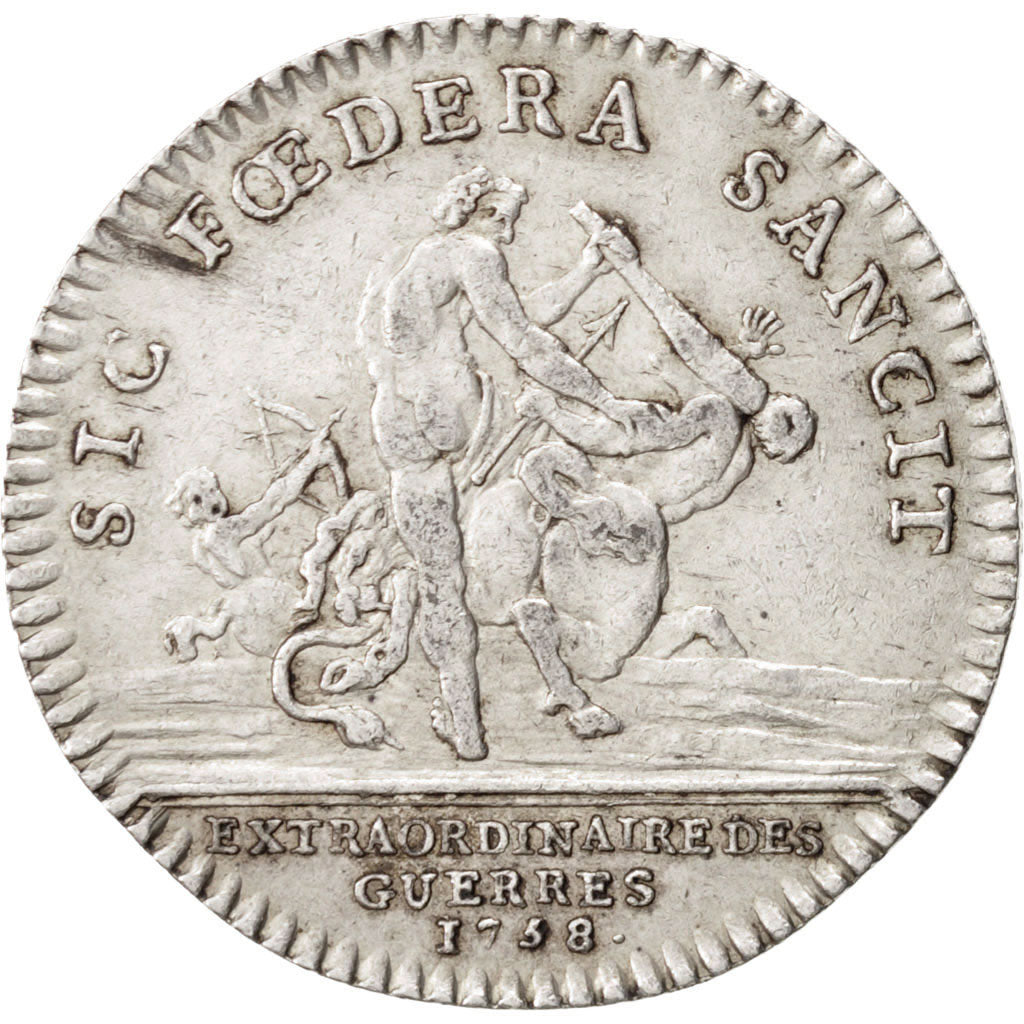 France, Token, Royal, Louis XV, 1758, AU(55-58), Silver, Feuardent:858