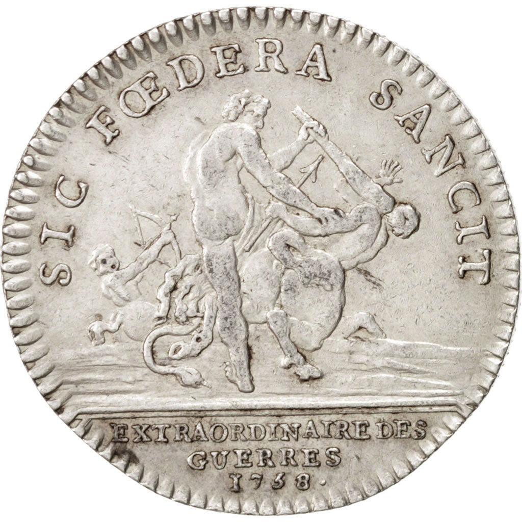 France, Token, Royal, Louis XV, 1758, AU(55-58), Silver, Feuardent:858