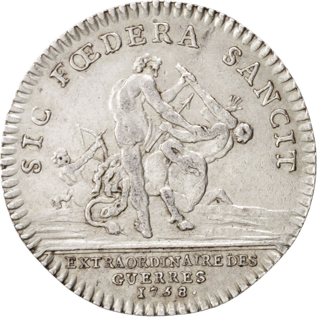 Francia, Token, Royal, Louis XV, 1758, MBC+, Plata, Feuardent:858