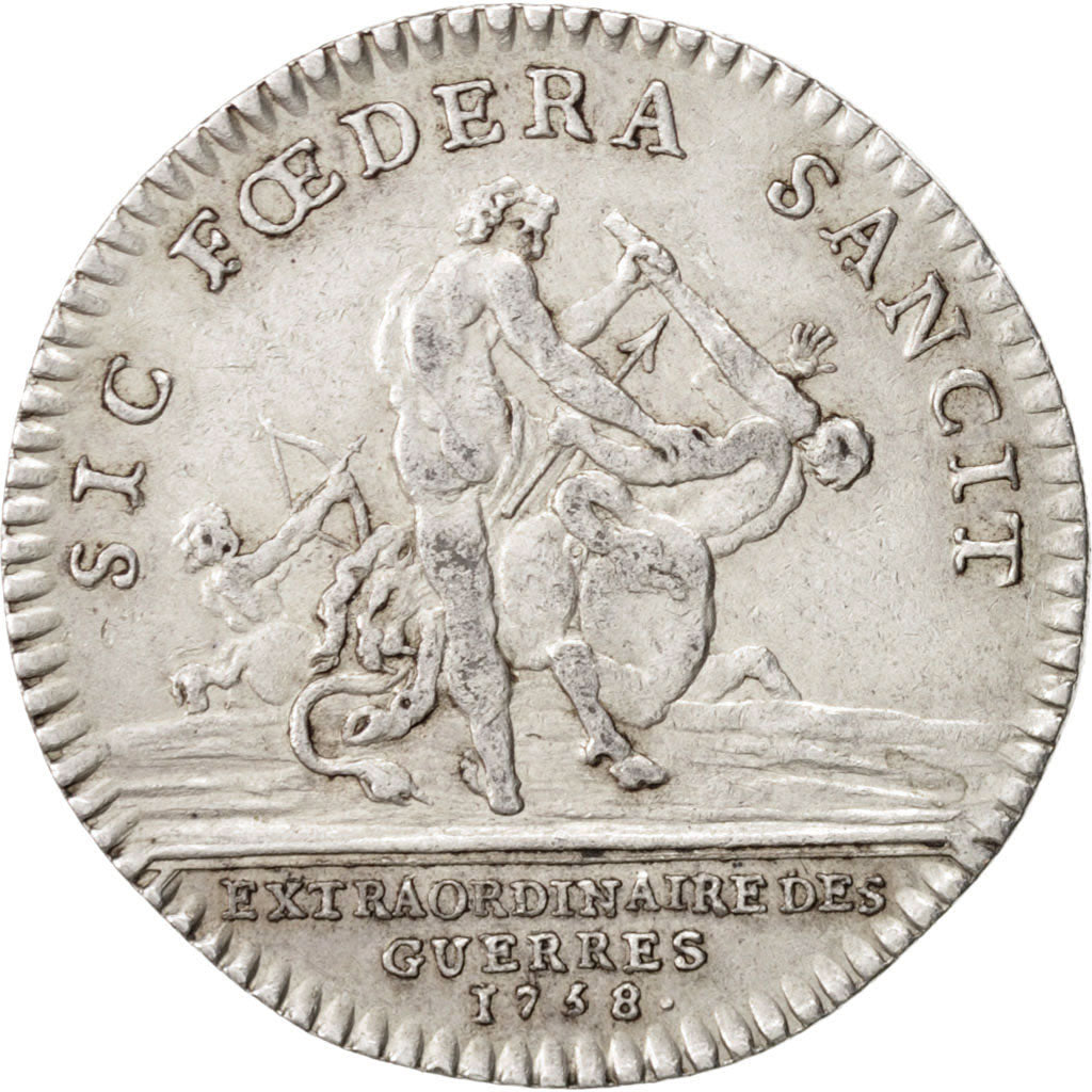 France, Token, Royal, Louis XV, 1758, AU(50-53), Silver, Feuardent:858