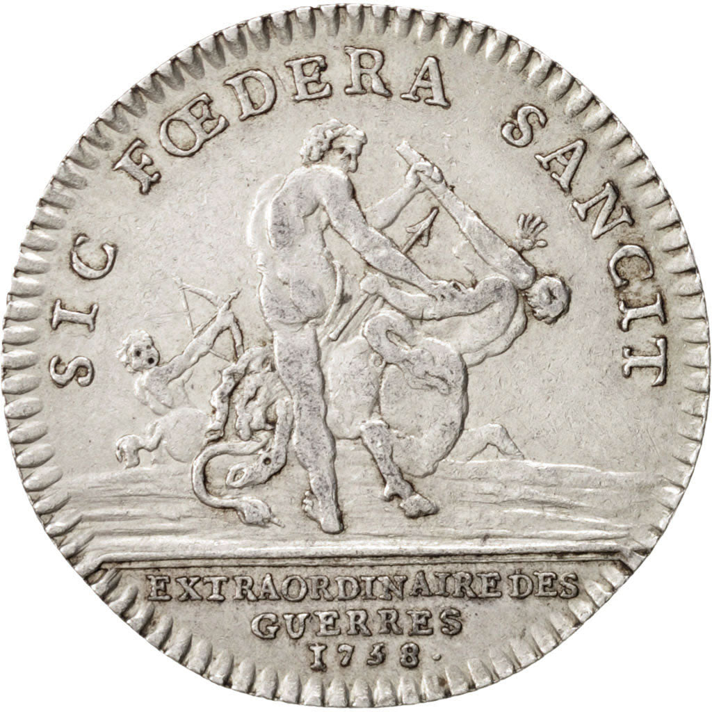 France, Token, Royal, Louis XV, 1758, AU(50-53), Silver, Feuardent:858