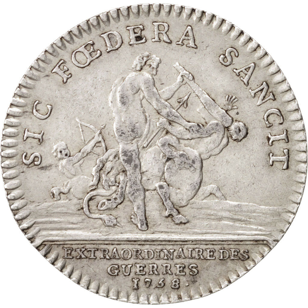 France, Token, Royal, Louis XV, 1758, AU(50-53), Silver, Feuardent:858