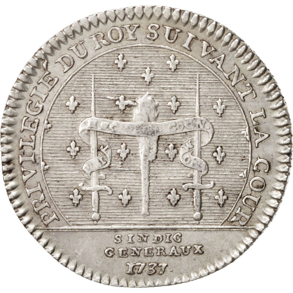 Francja, Token, Królewskie, Ludwik XV, 1737, AU(55-58), Srebro, Feuardent:2888