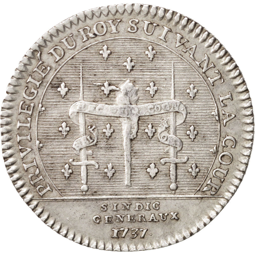 Francia, Token, Royal, Louis XV, 1737, BB+, Argento, Feuardent:2888 var.