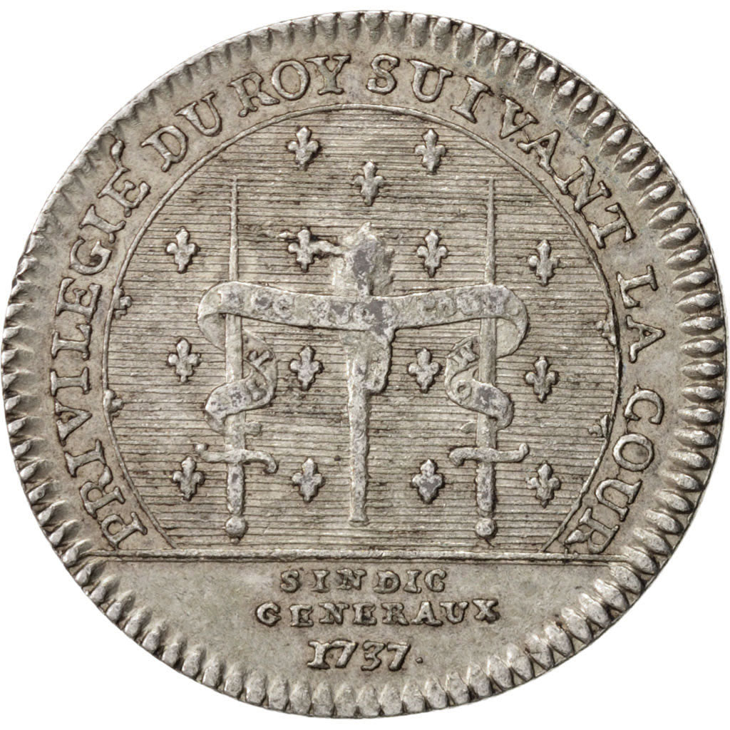 Francja, Token, Królewskie, Ludwik XV, 1737, AU(50-53), Srebro, Feuardent:2888