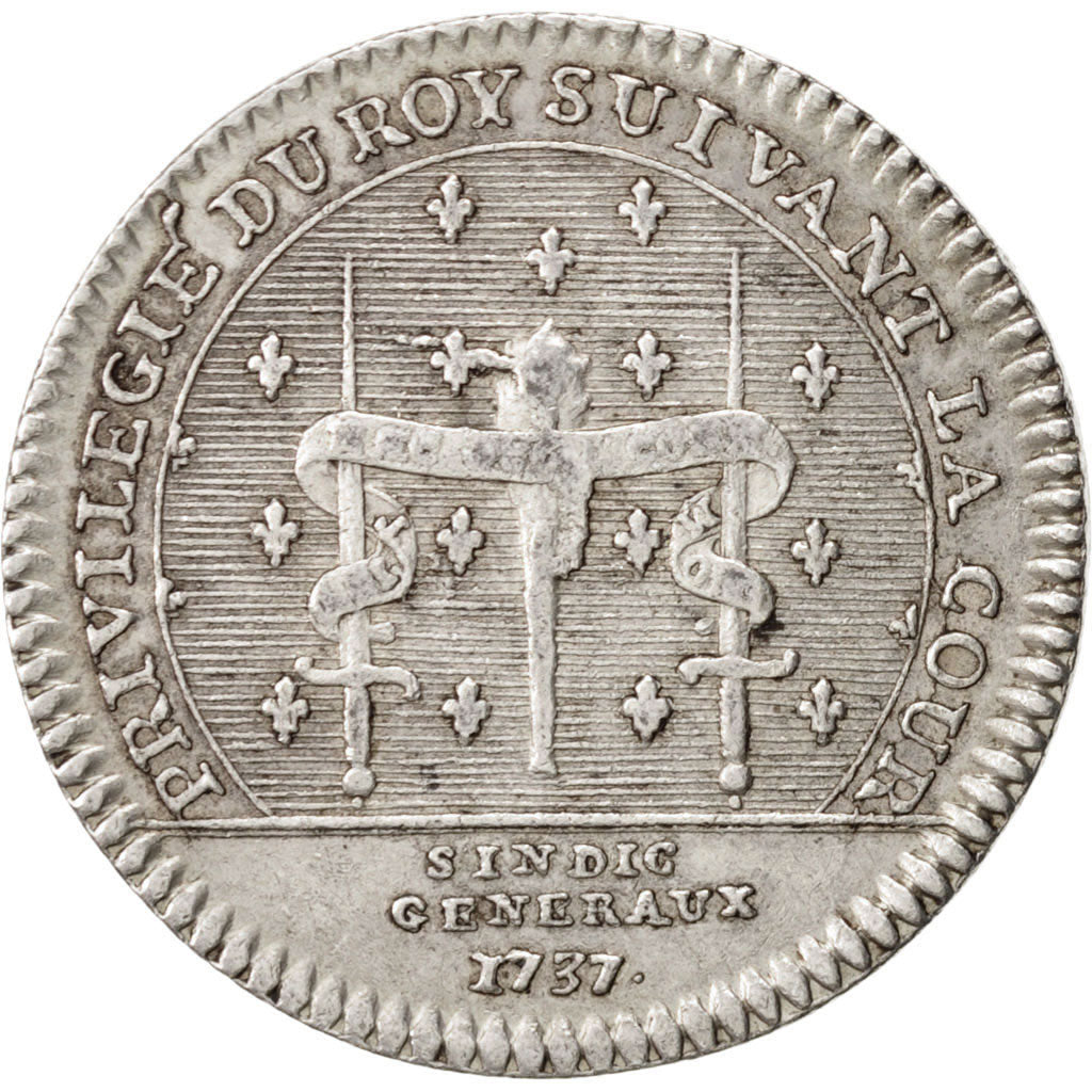 Francia, Token, Royal, Louis XV, 1737, BB+, Argento, Feuardent:2888 var.