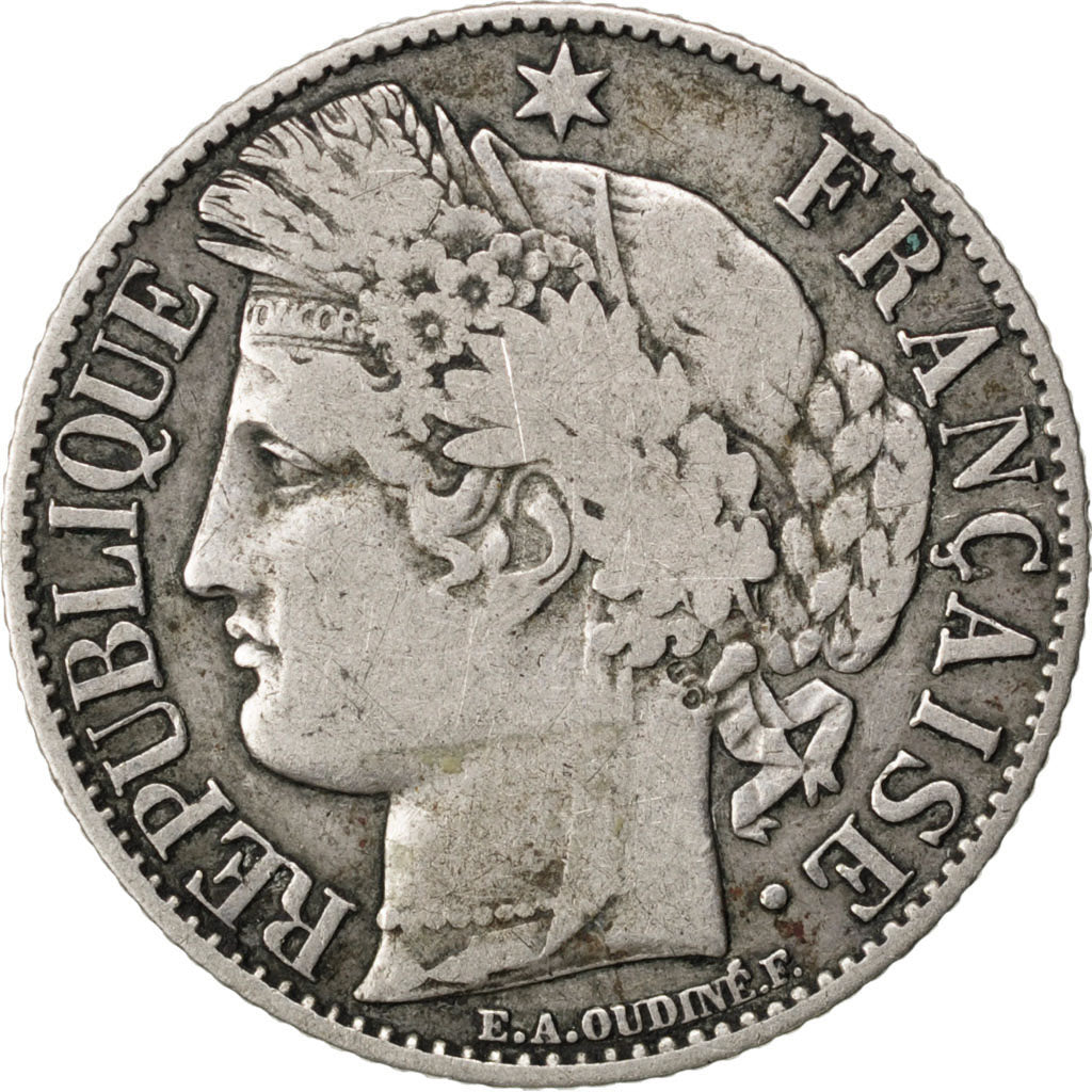 FRANCE, Cérès, Franc, 1894, Paris, KM #822.1, VF(20-25), Silver, 23, Gadoury #..