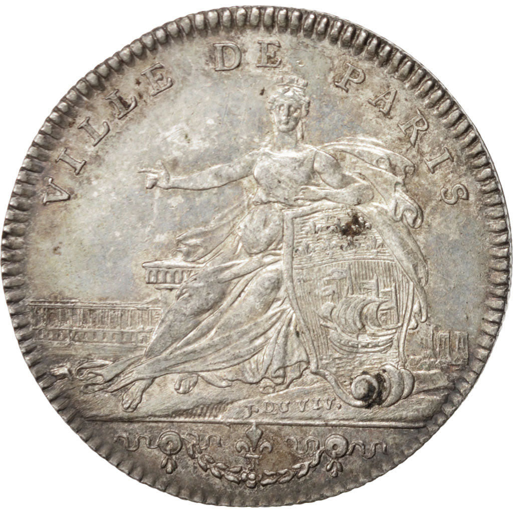 France, Token, Royal, Louis XV, 1763, AU(55-58), Silver, Feuardent:3732