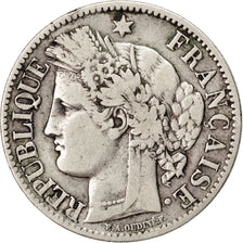 FRANCE, Cérès, 2 Francs, 1872, Bordeaux, KM #817.2, VF(20-25), Silver, 27, G...