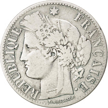 FRANCE, Cérès, 2 Francs, 1873, Paris, KM #817.1, F(12-15), Silver, 27, Gadoury #