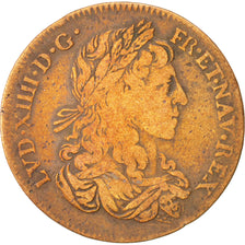 France, Token, Royal, Louis XIV, EF(40-45), Copper