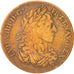 France, Token, Royal, Louis XIV, EF(40-45), Copper